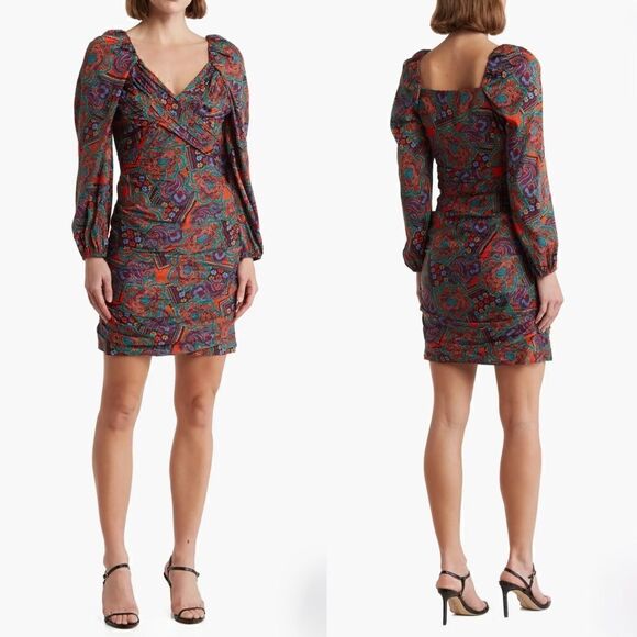 NWT Veronica Beard Bellino Paisley Long Sleeve Silk Blend Dress - Picture 1 of 10